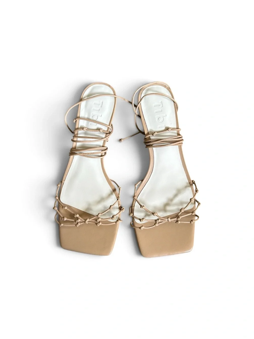 Tibi Beige Lace-Up Square-Toe Sandals